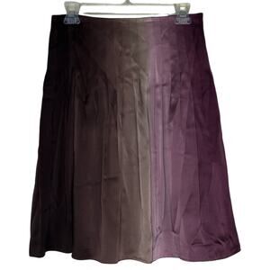 Kay Unger Women’s Brown Pink 100% Silk Pleated Short Satin Skirt Size 6